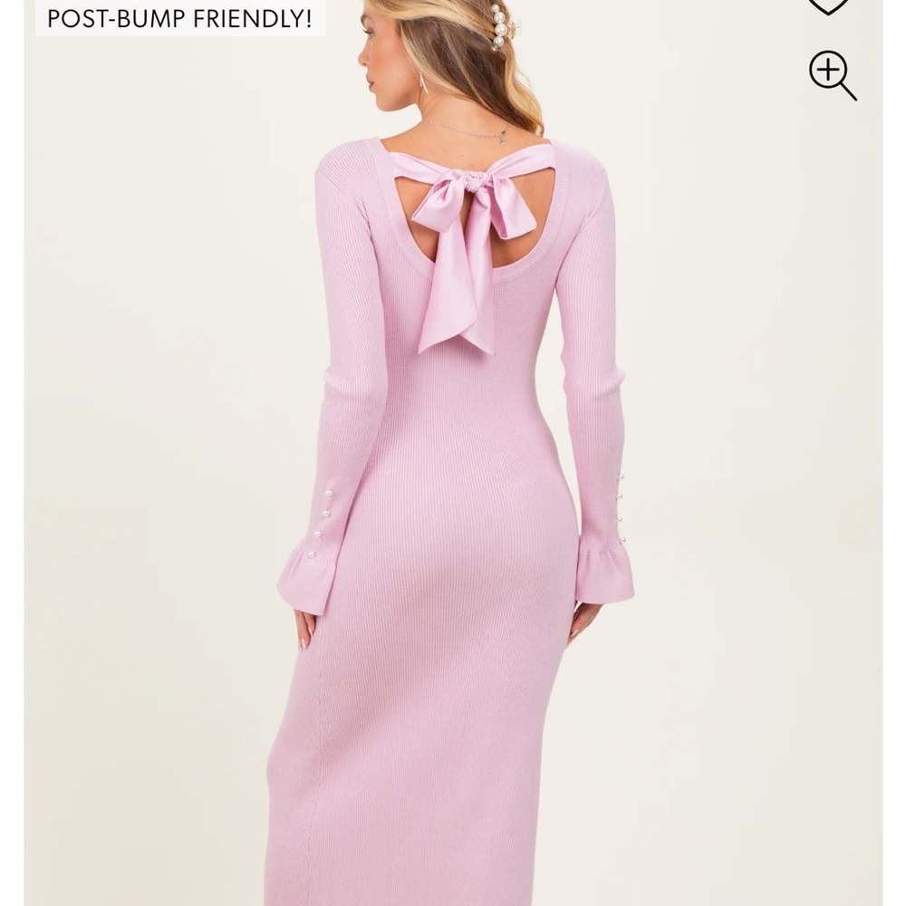 PinkBlush Ribbed Knit Bow Back Maternity Dress - Picture 3 of 10
